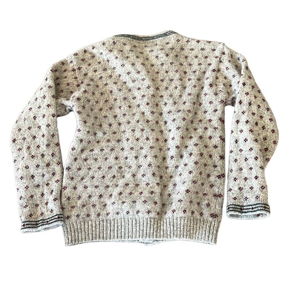 Eddie Bauer Cream And Red Patterned Cardigan - image 2